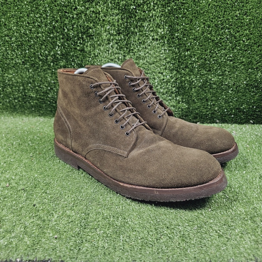 Brooks Brothers Olive Brown Suede Service Ankle Boots Made In Italy Mens 12